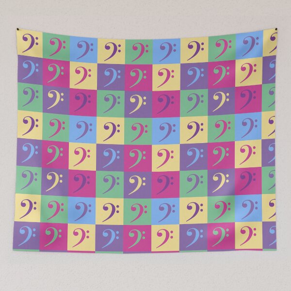 Item preview, Bass Clef Pattern Yellow Pink Green Blue Purple designed and sold by ValeriesGallery.