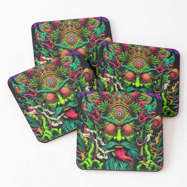 Item preview, stoner hippy horror monster 70s Psychedelic Celtic Green Man inspired classic t-shirt heavy metal, rock, goth horror designed and sold by blackdoggdesign.