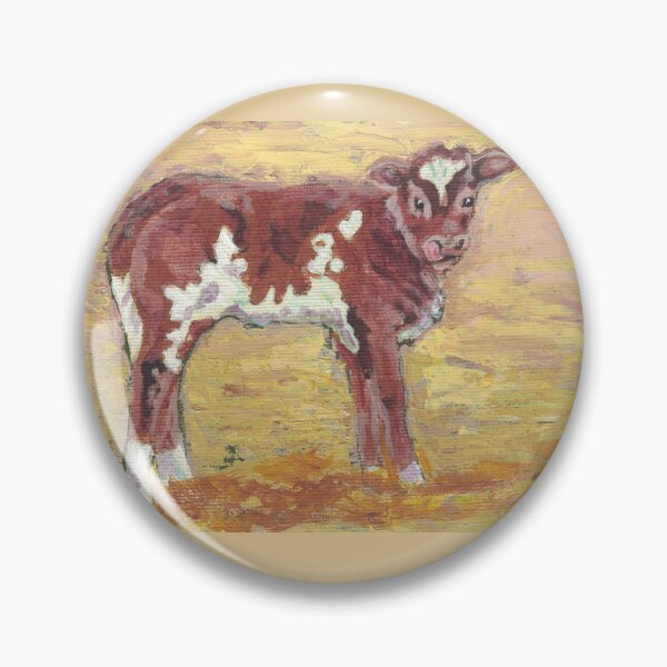 Item preview, baby cow licking nose western painting designed and sold by CrittersByLola.