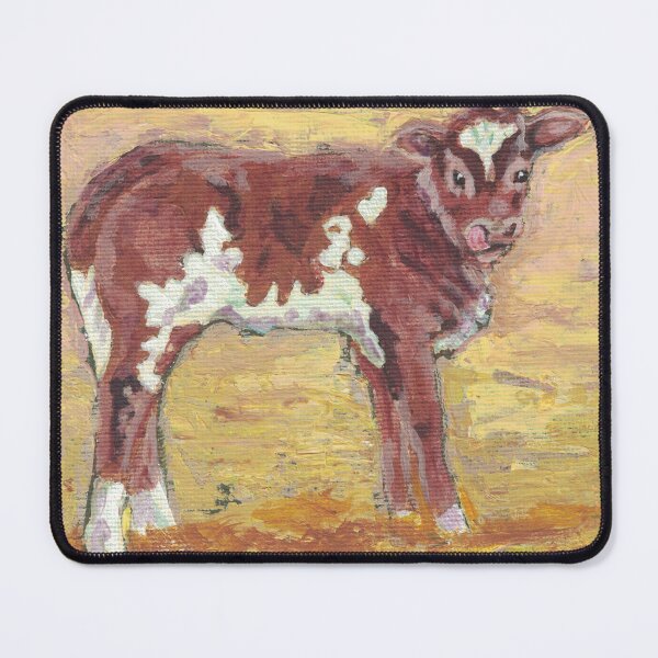 Item preview, baby cow licking nose western painting designed and sold by CrittersByLola.