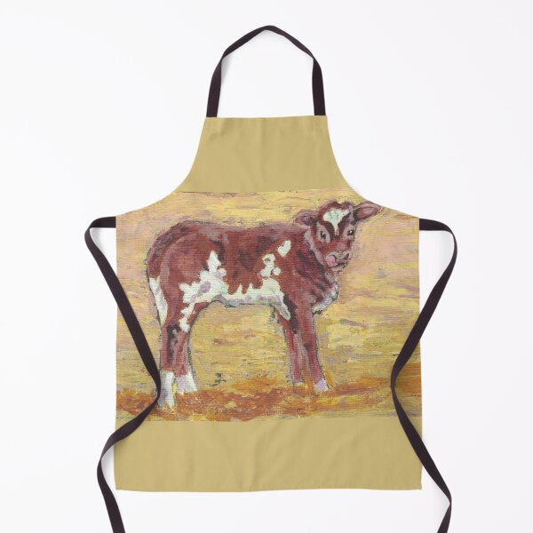 Item preview, baby cow licking nose western painting designed and sold by CrittersByLola.