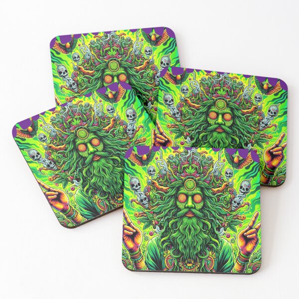 Item preview, stoner hippy horror monster 70s Psychedelic Celtic Green Man inspired classic t-shirt heavy metal, rock, goth horror designed and sold by blackdoggdesign.