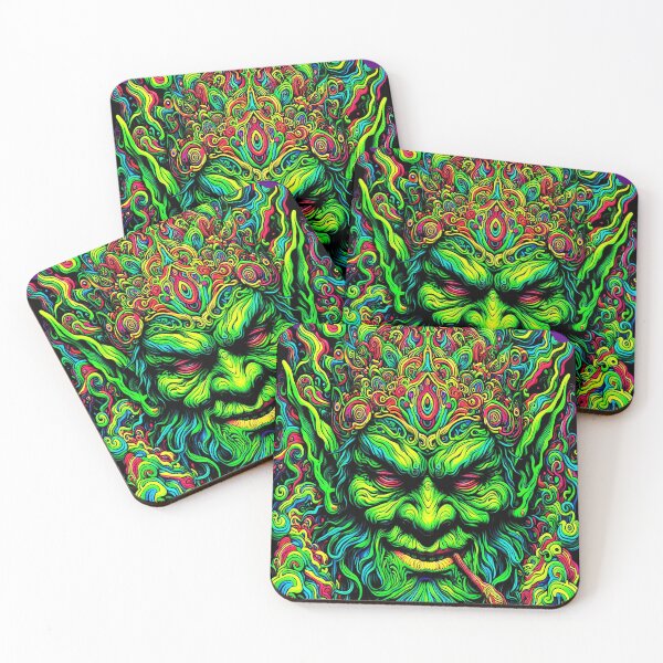 Item preview, stoner hippy horror monster 70s Psychedelic Celtic Green Man inspired classic t-shirt heavy metal, rock, goth horror designed and sold by blackdoggdesign.