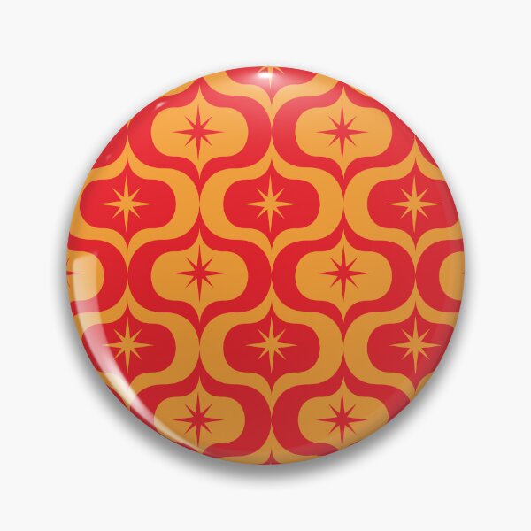 Item preview, Mid Century Atomic Starbursts on Orange and Red Ogee shapes pattern designed and sold by Yasminepatterns .