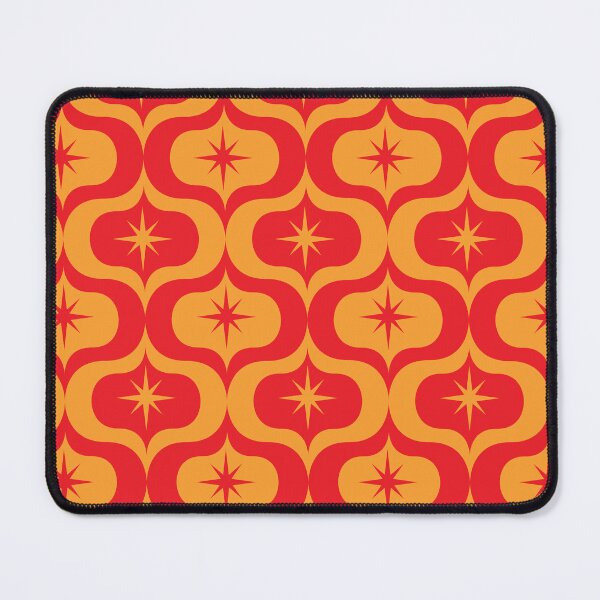 Item preview, Mid Century Atomic Starbursts on Orange and Red Ogee shapes pattern designed and sold by Yasminepatterns .