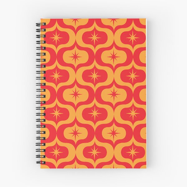 Item preview, Mid Century Atomic Starbursts on Orange and Red Ogee shapes pattern designed and sold by Yasminepatterns .