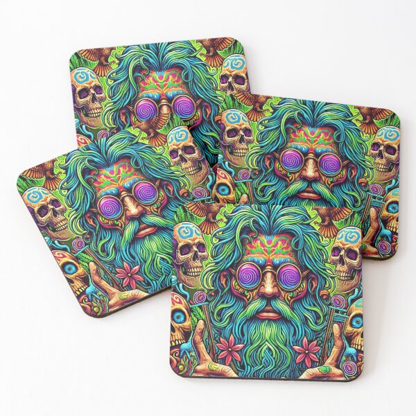 Item preview, stoner hippy horror monster 70s Psychedelic Celtic Green Man inspired classic t-shirt heavy metal, rock, goth horror designed and sold by blackdoggdesign.