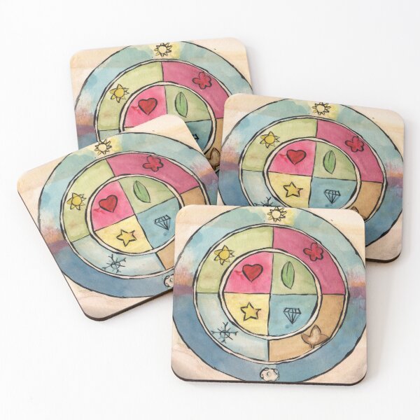 Item preview, Alchemist watercolor of the elements and cycles of nature, sun, moon designed and sold by CarlaBotto.