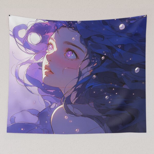 Item preview, Serene Luminous Blue Anime Girl designed and sold by bubblegoth.