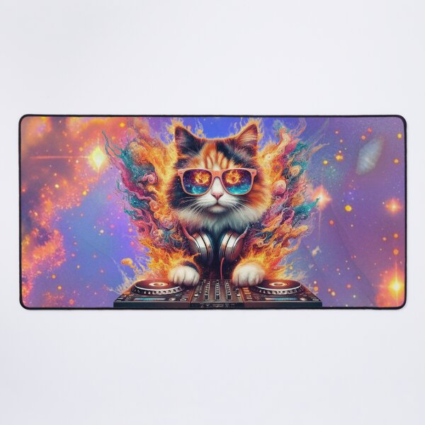 Item preview, Psychedelic cat dj designed and sold by Crazy B Loco.