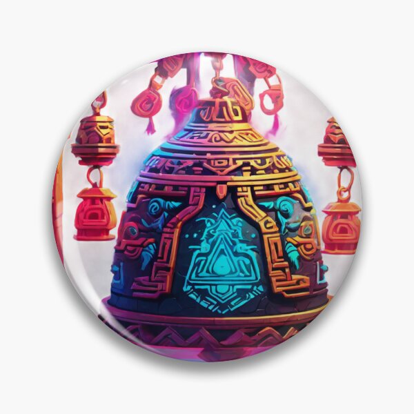 Item preview, Aztec Neon Bell. Campana Azteca Neón designed and sold by SpectrumEssence.