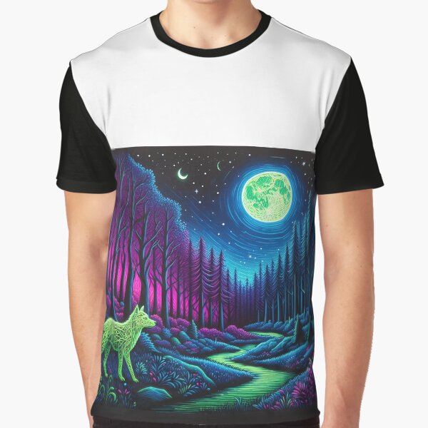 Vista previa del artículo con la obra «Lobo en el bosque», diseñado y vendido por XminimalistX.