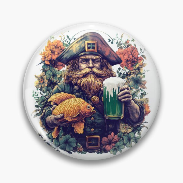 Item preview, St. Patrick's Day Pirate Captain Illustration – Irish Hat, Green Beer and Vintage Charm designed and sold by AnnDesignStudio.