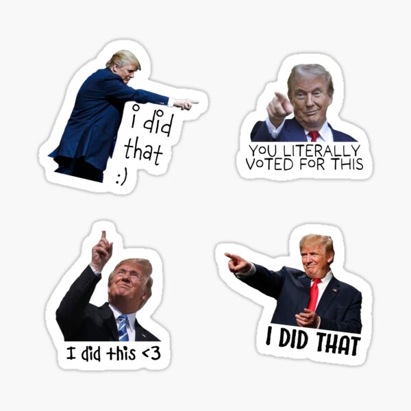 Vista previa del artículo con la obra «Pegatinas de Trump "Yo hice eso"», diseñado y vendido por Square Peg's.