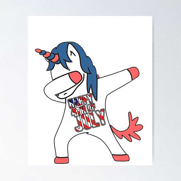 Aperçu de l'œuvre Dabbing Unicorn Joyeux 4 juillet créée et vendue par Mill8ion.