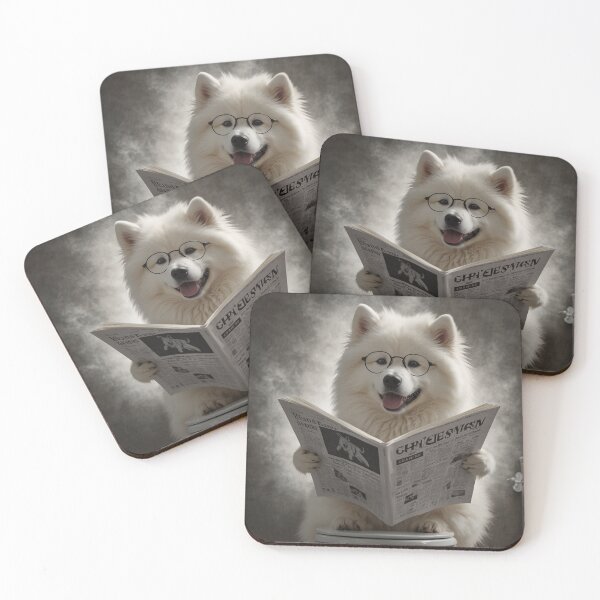 Item preview, Smiling Samoyed Reading Newspaper designed and sold by vk09.