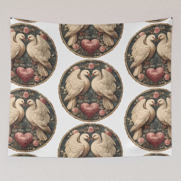 Item preview, Vintage valentines day turtle dove heart designed and sold by MendaciousMina.