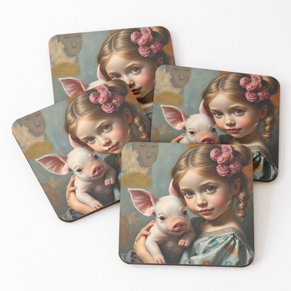 Item preview, Girl and piglet  designed and sold by Terry Collett.