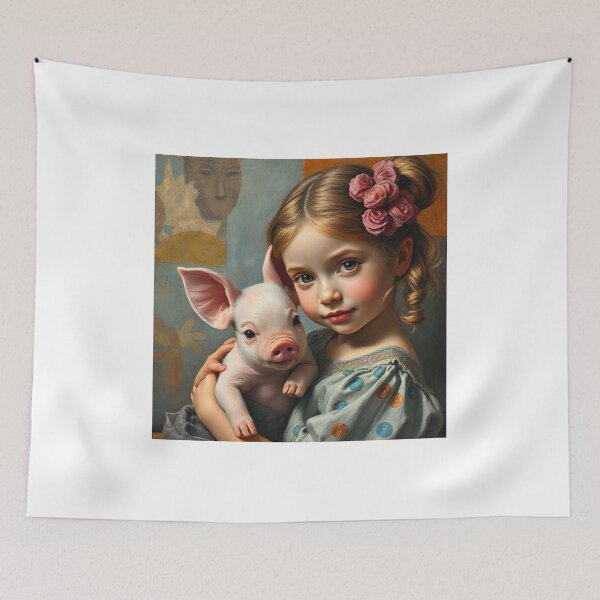 Item preview, Girl and piglet  designed and sold by Terry Collett.