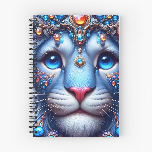 Item preview, Blue bejeweled royal lion feline big cat fantasy portrait digitalart designed and sold by EmeraldeaArt.