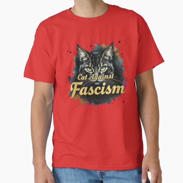 Vista previa del artículo con la obra «Gato contra el fascismo», diseñado y vendido por ABOUZAKARIAE.
