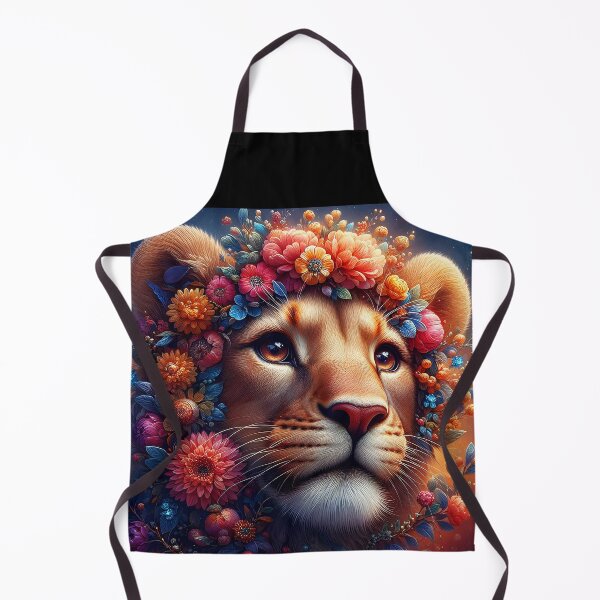 Item preview, Floral decorated lioness feline big cat fantasy portrait digitalart designed and sold by EmeraldeaArt.