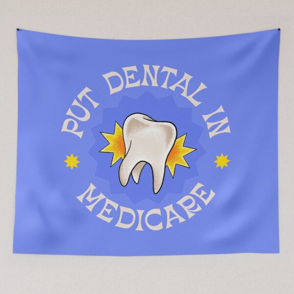 Item preview, Put Dental In Medicare - American Traditional Flash Tattoo designed and sold by Picket Club.
