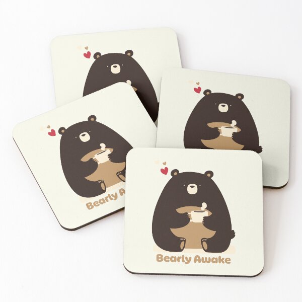 Item preview, Bearly Awake Bear drinking Coffee designed and sold by blackdogshop.