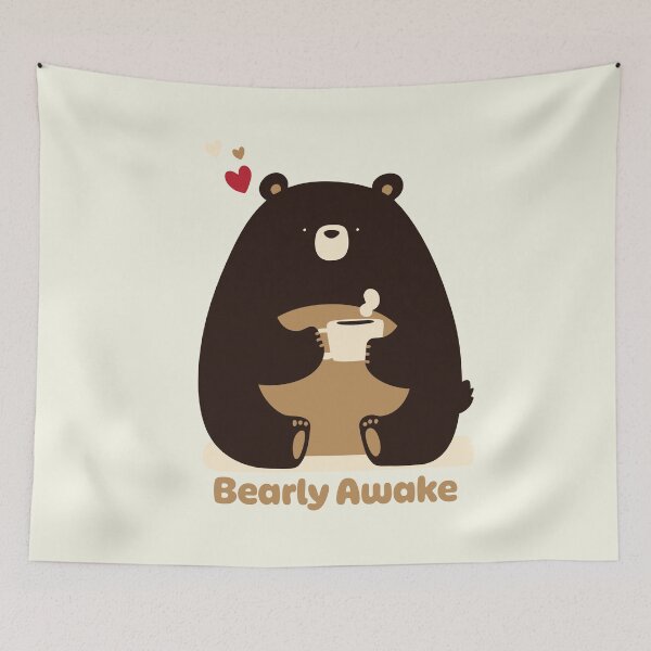 Item preview, Bearly Awake Bear drinking Coffee designed and sold by blackdogshop.