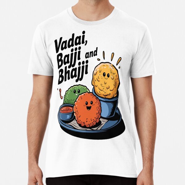 Aperçu de l'œuvre CHENNAI STREET FOOD - Vadai, Bajji et Bhajji créée et vendue par Globalcitytees.