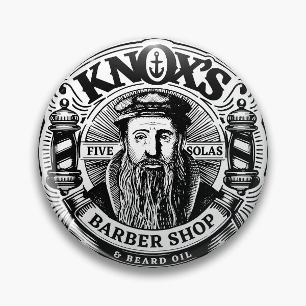 Item preview, John Knox's Barber Shop & Beard Oil Vintage Logo - Reformed Theology designed and sold by Reformed Shirt Co..