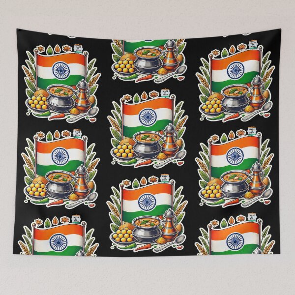 Item preview, Vibrant Indian Cuisine and Culture Illustration designed and sold by Psycho-Crazy.