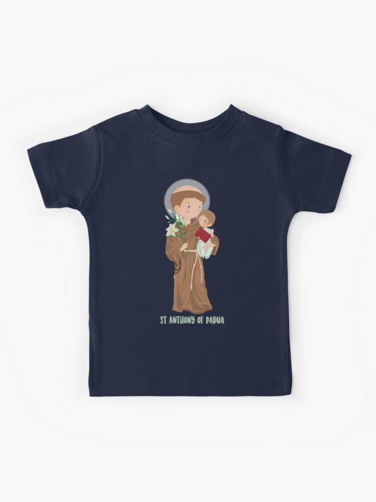 Saint Anthony Pray for US - Toddler/Little Kids Short Sleeve Tee (2T-5T) - Catholic Kid's T-Shirt - Boy Patron Saints - St. Anthony of Padua