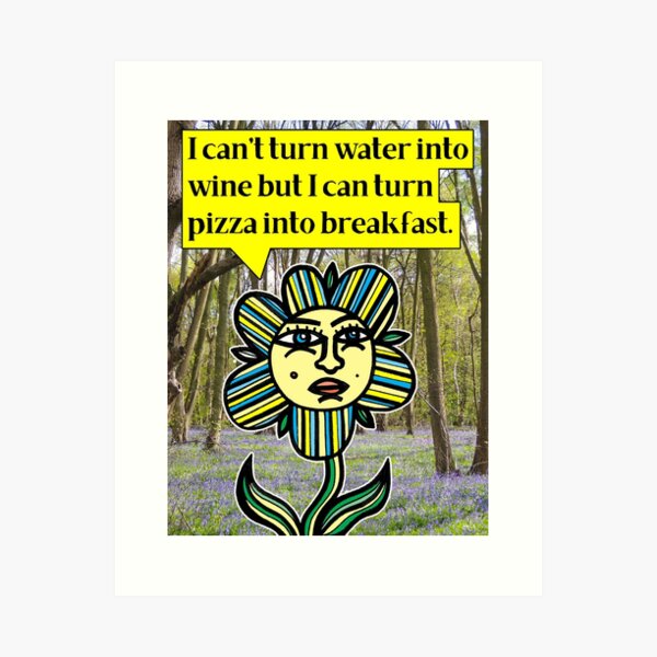 "I can't turn water into wine but I can turn pizza into breakfast." Art Print