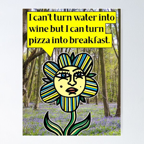 "I can't turn water into wine but I can turn pizza into breakfast." Poster