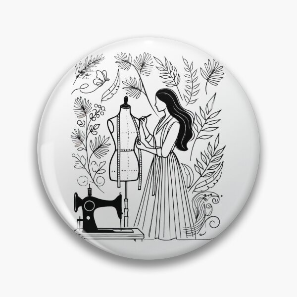 Item preview, Sewing Lady with Mannequin Line Art designed and sold by EwaVerse.