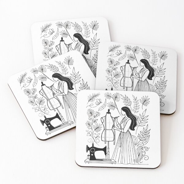 Item preview, Sewing Lady with Mannequin Line Art designed and sold by EwaVerse.