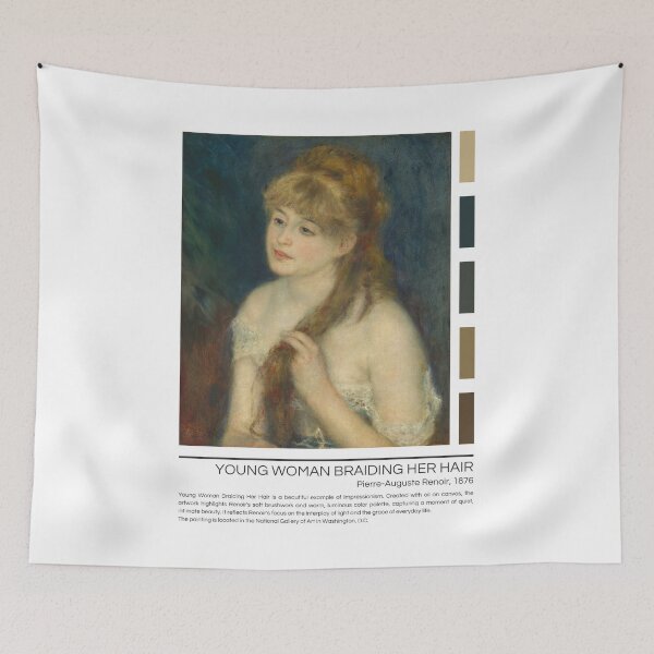 Item preview, Young Woman Braiding Her Hair by Pierre-Auguste Renoir designed and sold by StudioRedKoala.