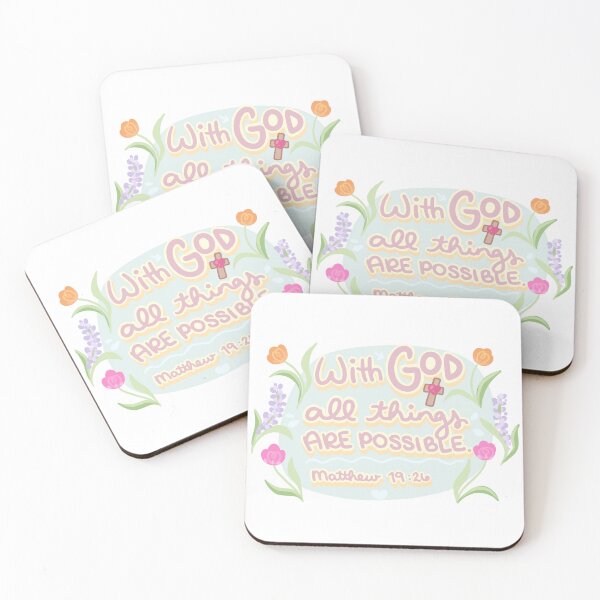 Item preview, Matthew 19:26 - Bible Quote Drawing - Typography designed and sold by MagnoliaLamb.