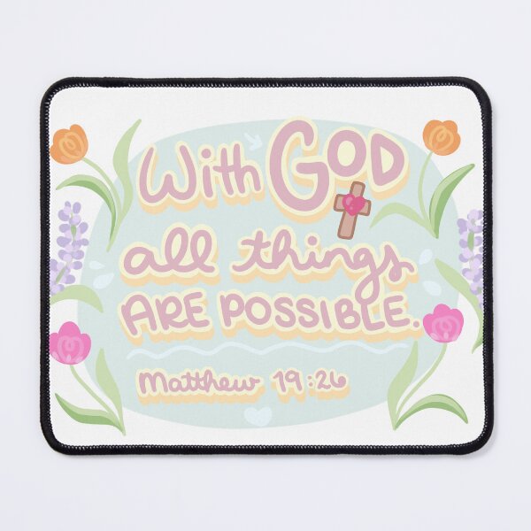 Item preview, Matthew 19:26 - Bible Quote Drawing - Typography designed and sold by MagnoliaLamb.