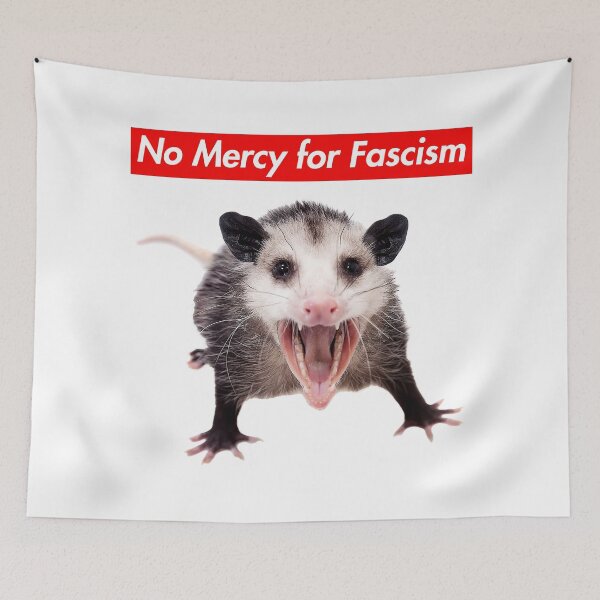 Item preview, No Mercy For Fascism - Anti-fascist Opossum 2.0 designed and sold by Thelittlelord.