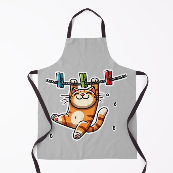 Item preview, Playful Orange Tabby Cat Hanging on Clothesline - Cute and Funny Cartoon Illustration designed and sold by Psycho-Crazy.