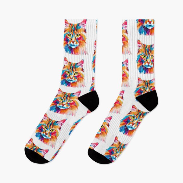 Item preview, Domestic American Longhair Cat in Vibrant Geometric Design - Modern Feline Art designed and sold by Fredster1966.