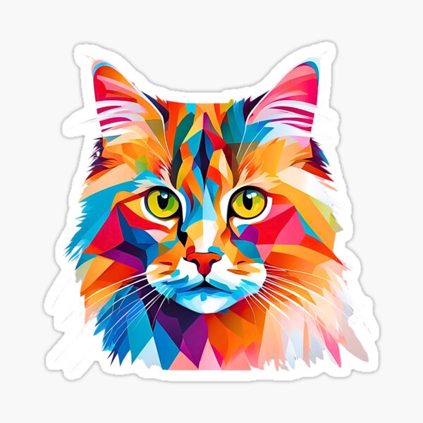 Item preview, Domestic American Longhair Cat in Vibrant Geometric Design - Modern Feline Art designed and sold by Fredster1966.