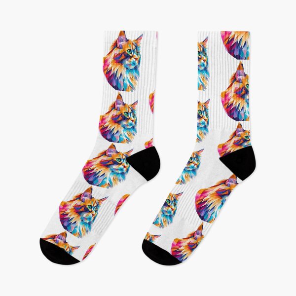 Item preview, Domestic American Longhair Kitty in Vibrant Geometric Design - Modern Feline Art designed and sold by Fredster1966.