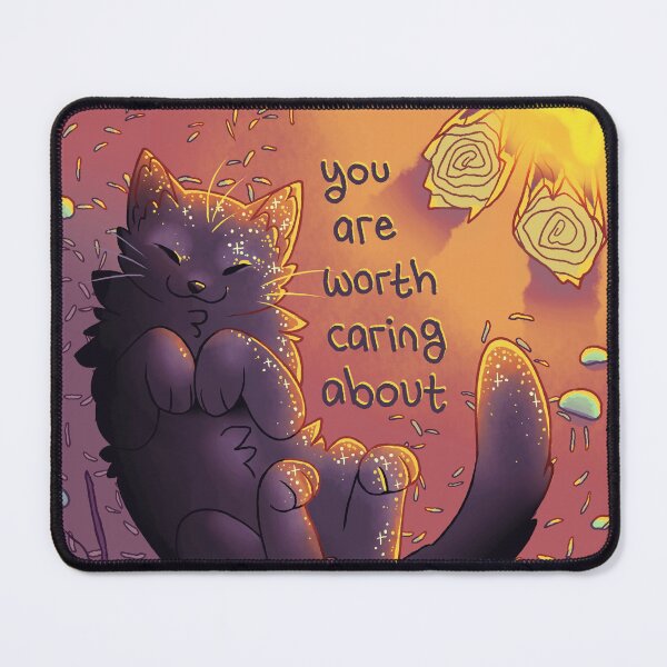 Item preview, "You Are Worth Caring About" Happy Black Cat designed and sold by thelatestkate.