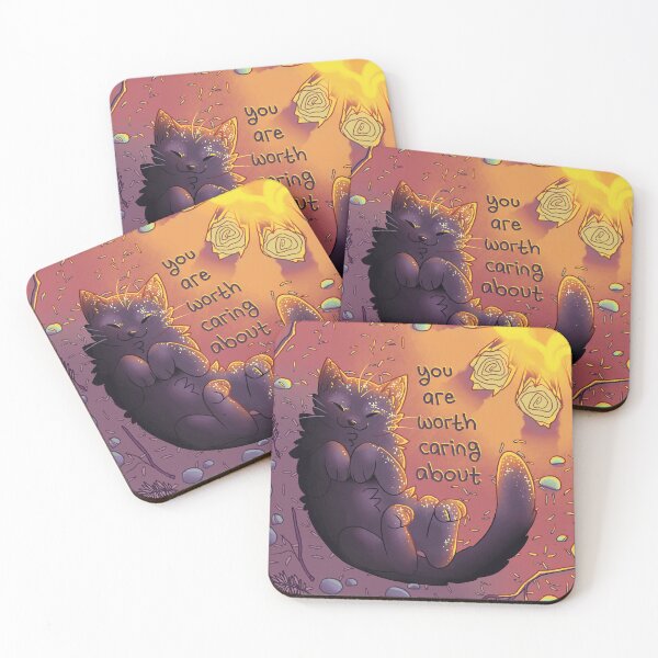 Item preview, "You Are Worth Caring About" Happy Black Cat designed and sold by thelatestkate.