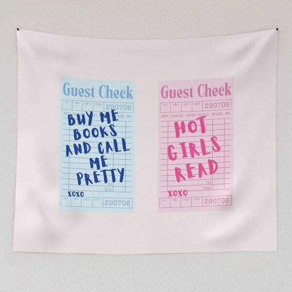 Item preview, buy me books and tell me I'm pretty and hot girls read guest check pink and blue pack designed and sold by Neadoodles.