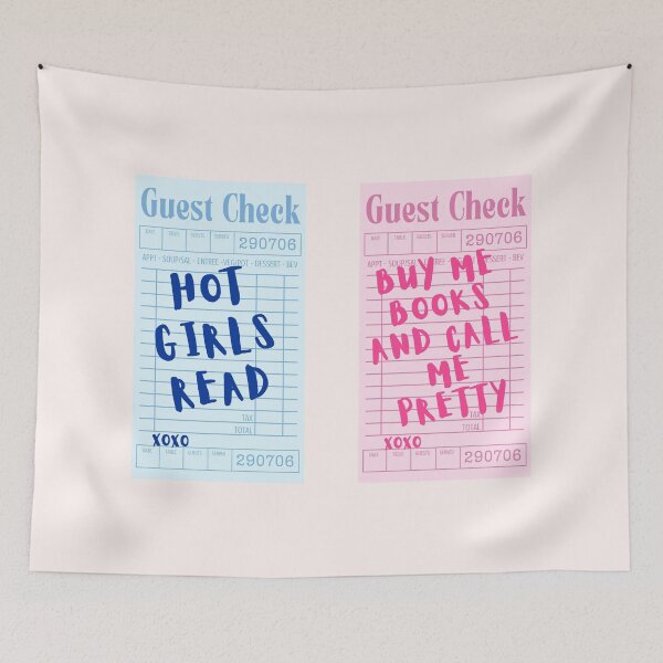 Item preview, hot girls read and buy me books and tell me I'm pretty guest check pink and blue pack designed and sold by Neadoodles.