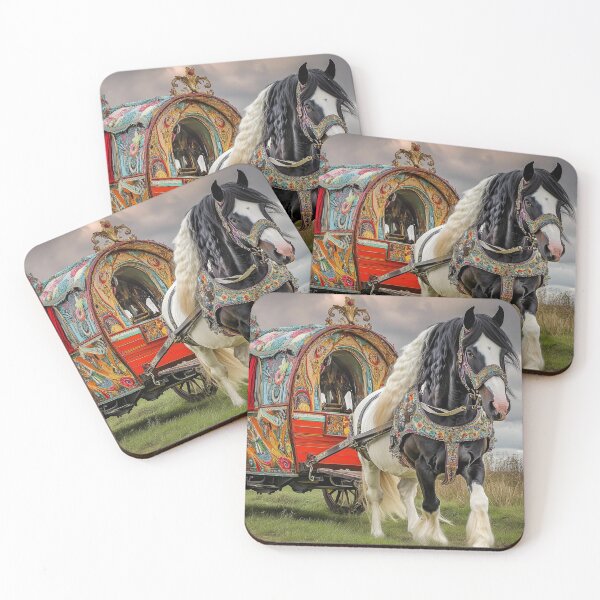 Item preview, Gypsy Vanner Horse & Caravan designed and sold by ACuriousshoppe.